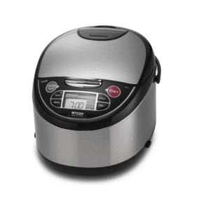 Tiger JAX-T18U-K 10-Cup (Uncooked) Micom Rice Cooker with Food Steamer & Slow Cooker (Stainless Steel/Black)