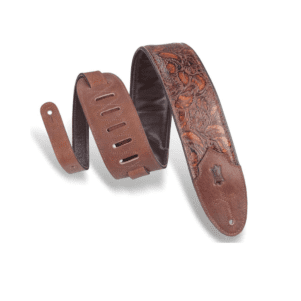 Levy’s M4WP-006 Leathers Sundance 3″ Wide Embossed Leather Guitar Strap; Western Series (Geramium Whiskey)